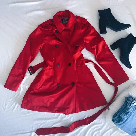 American Living red trench coat - Picture 9 of 13